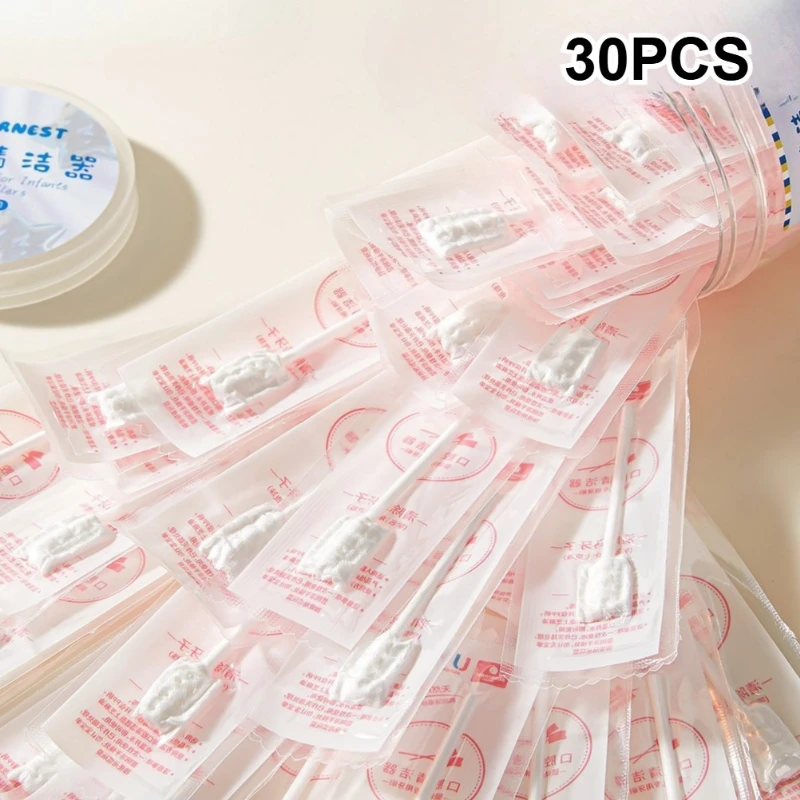 30PCS Disposable Baby Oral Cleaning Stick Disposable Cleaner Milk Teeth Gauze Toothbrushes Baby Tongue Washing Newborn Oral Care