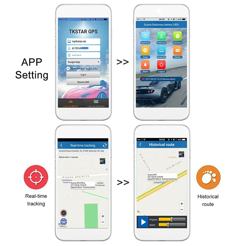 L72A-TKSTAR Mini GPS Tracker Magnete 2G TK913 GPS Tracker Senza Fili Bluetooth Mini Altoparlante Per Auto Sistema di Allarme ABS Auto Veicolo GPS Tr