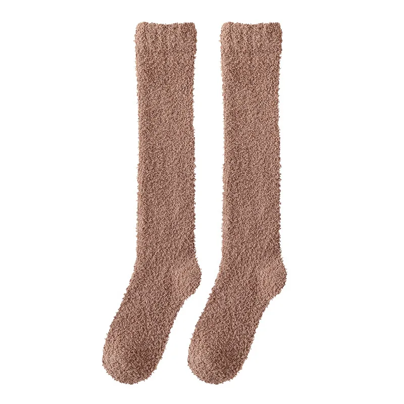 3 Pairs Women's Winter Fleece-Lined Thickened Warm Calf Stockings Couple Sleep Fleece Thigh Highs Socks Ladies Fluffy Socks 2025