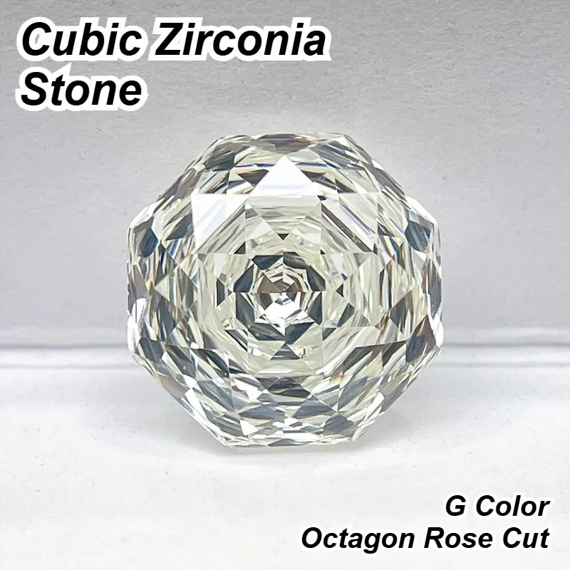 

Top Quality Cubic Zirconia Stone Octagon Rose Cut G Color Loose Stones 6mm-8mm Used For DIY Charms Jewelry Making Main Materi