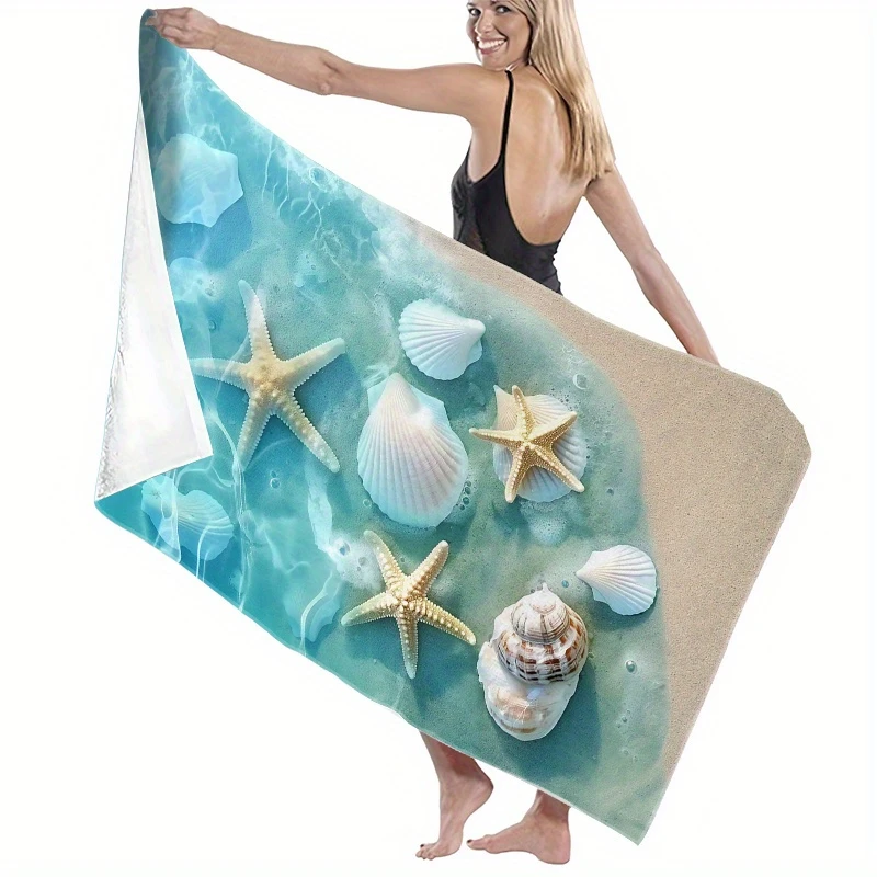 VIKAMA Underwater Sand Shell Starfish Quick Dry Beach Blanket,Microfiber Towel for Beach Swimming Pool Camping Holiday Bath Wrap
