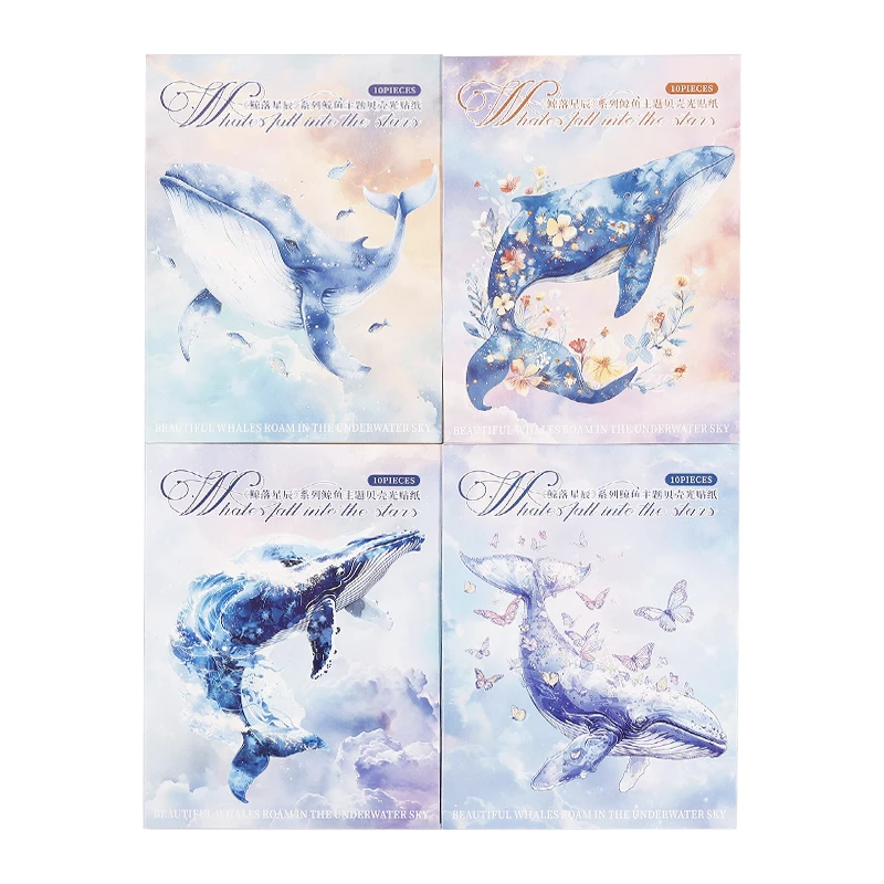 8packs/LOT Whales fall into the stars Series decorative fresh PET stickers