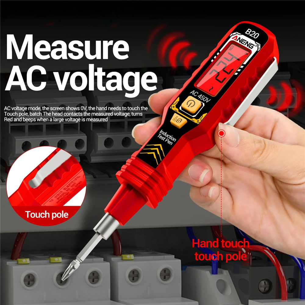 ANENG B20 Dual-use Voltage Tester Pen Double Head Slotted Cross Screwdriver 11-450V AC Non-Contact Induction Insulated Electric