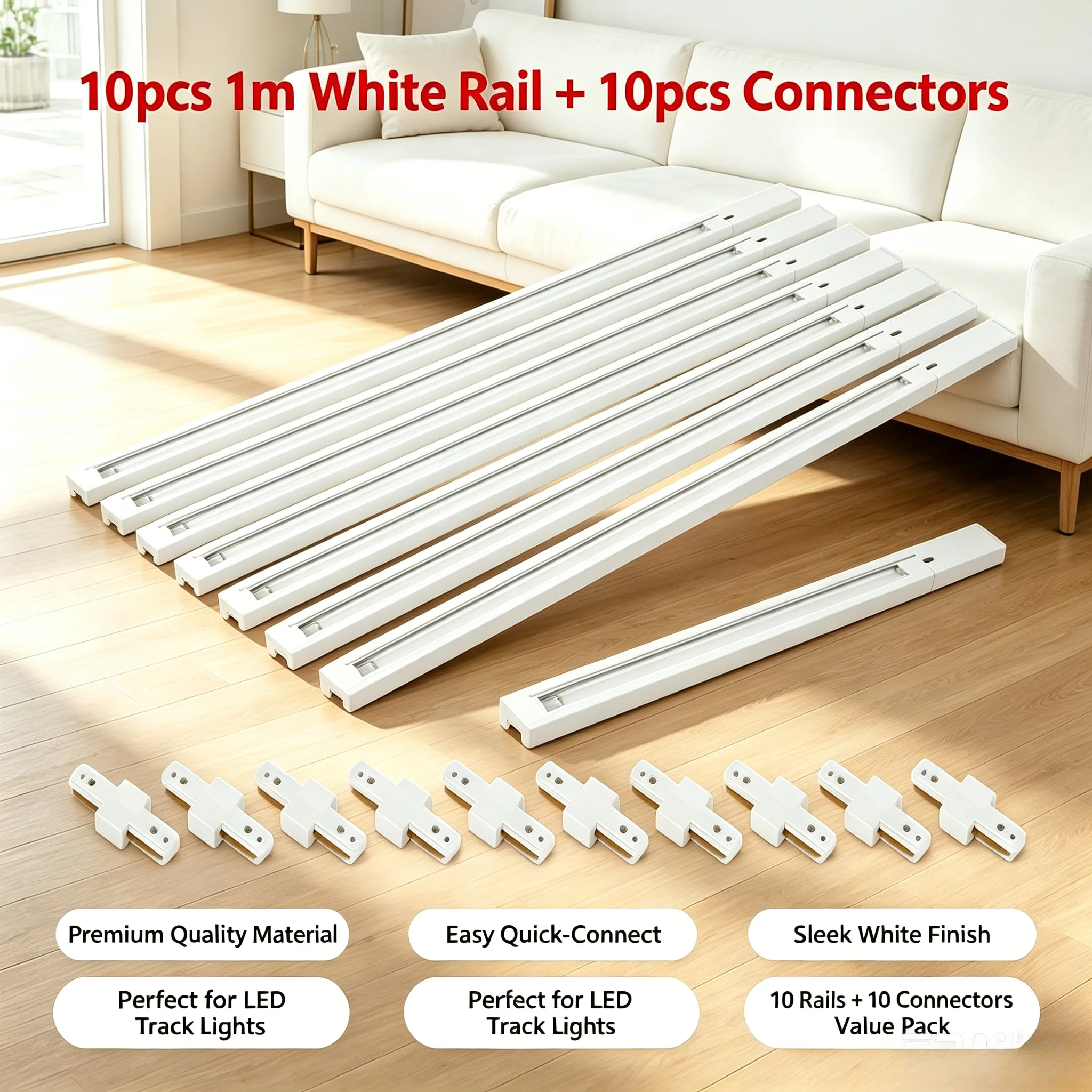 1M 0.5M Track Rail Kit LED Track Light Rails Straight Shape Connectors for Track Rail Spotlight Track Lighting Home Track Light