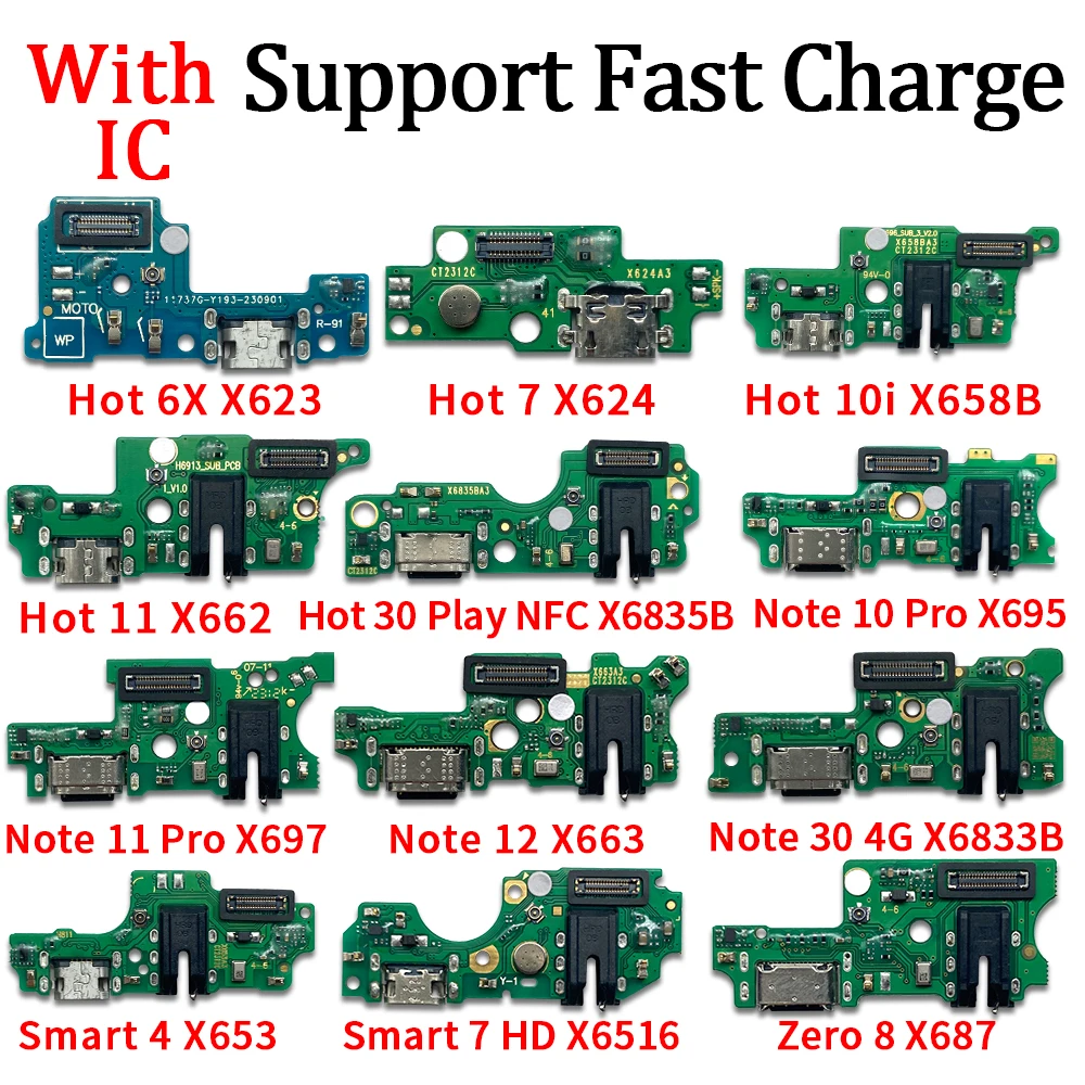 New For Infinix Hot 6X 7 10i 11 30 Play Note 10 11 Pro 12 30 Smart 4 7 Zero 8 X687 Dock Charging Port Charger Microphone Board