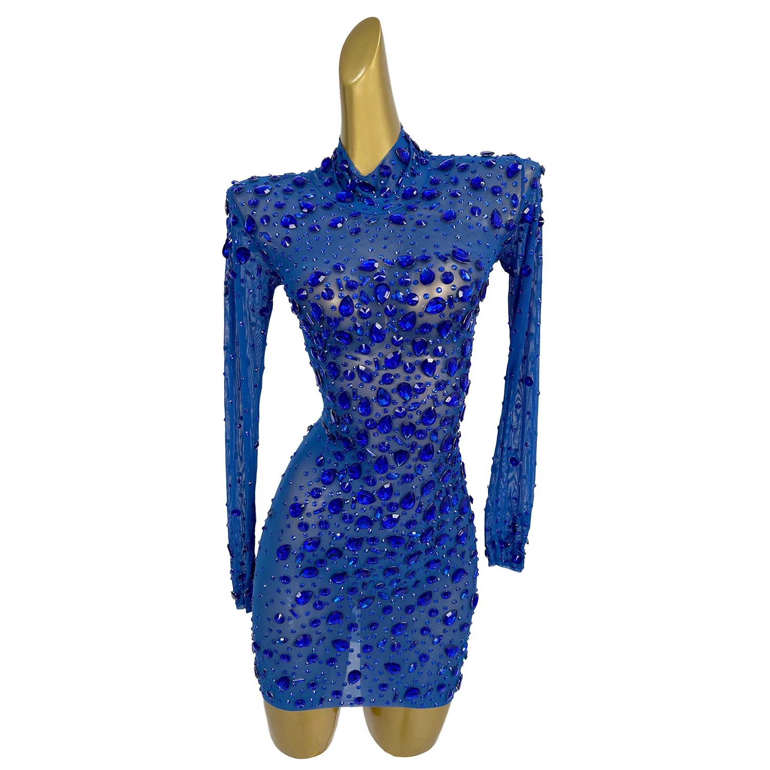 Robe en maille biscuits bleue pour femme, jupe courte pour boîte de nuit, bar, cocktail, mode européenne et américaine, grande taille, cxdq, 2024