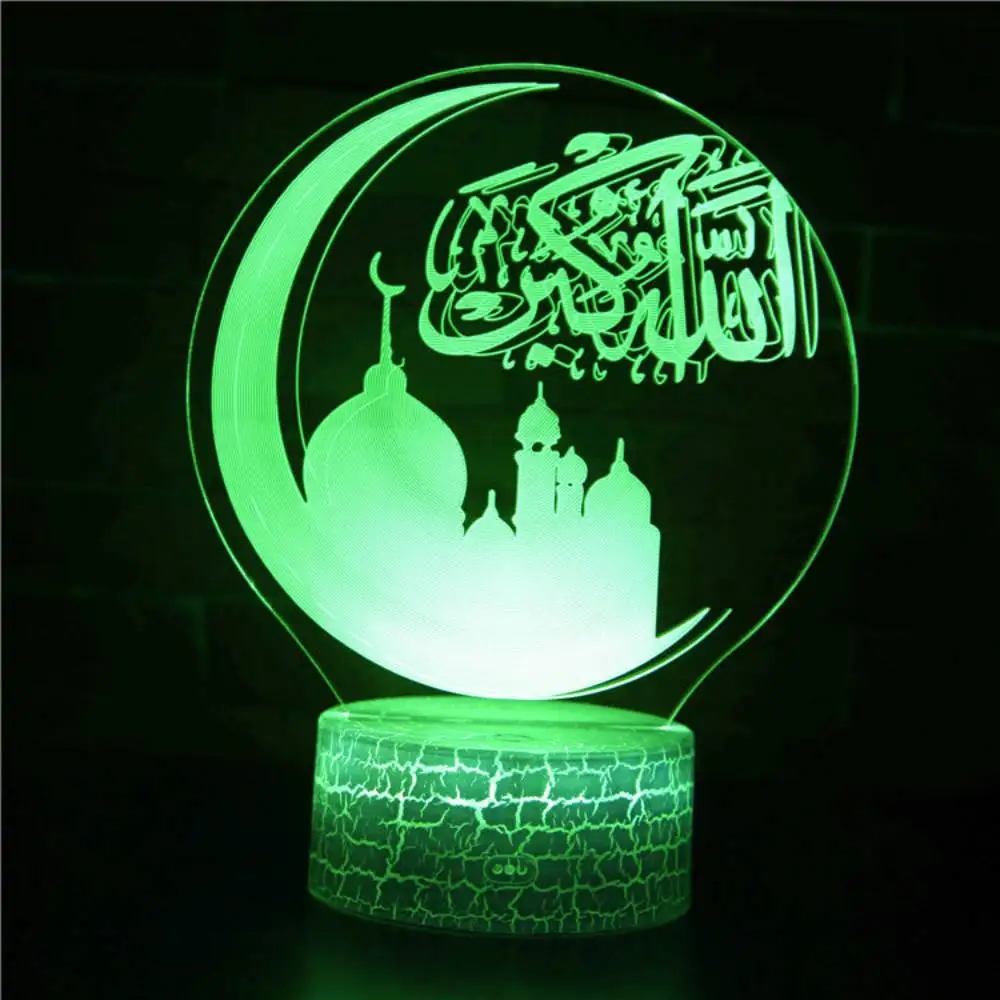 3D Ramadan Mubarak Islam Church Night Light Decor Muslim Atmosphere Lamp for Bedroom Living Room Party Light Gifts