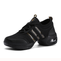 Breathable Women's Jazz Shoes Lace-up Modern Dance Shoes Lady Comfortable Air Cushion Platform Sneakers for Dancing Walking