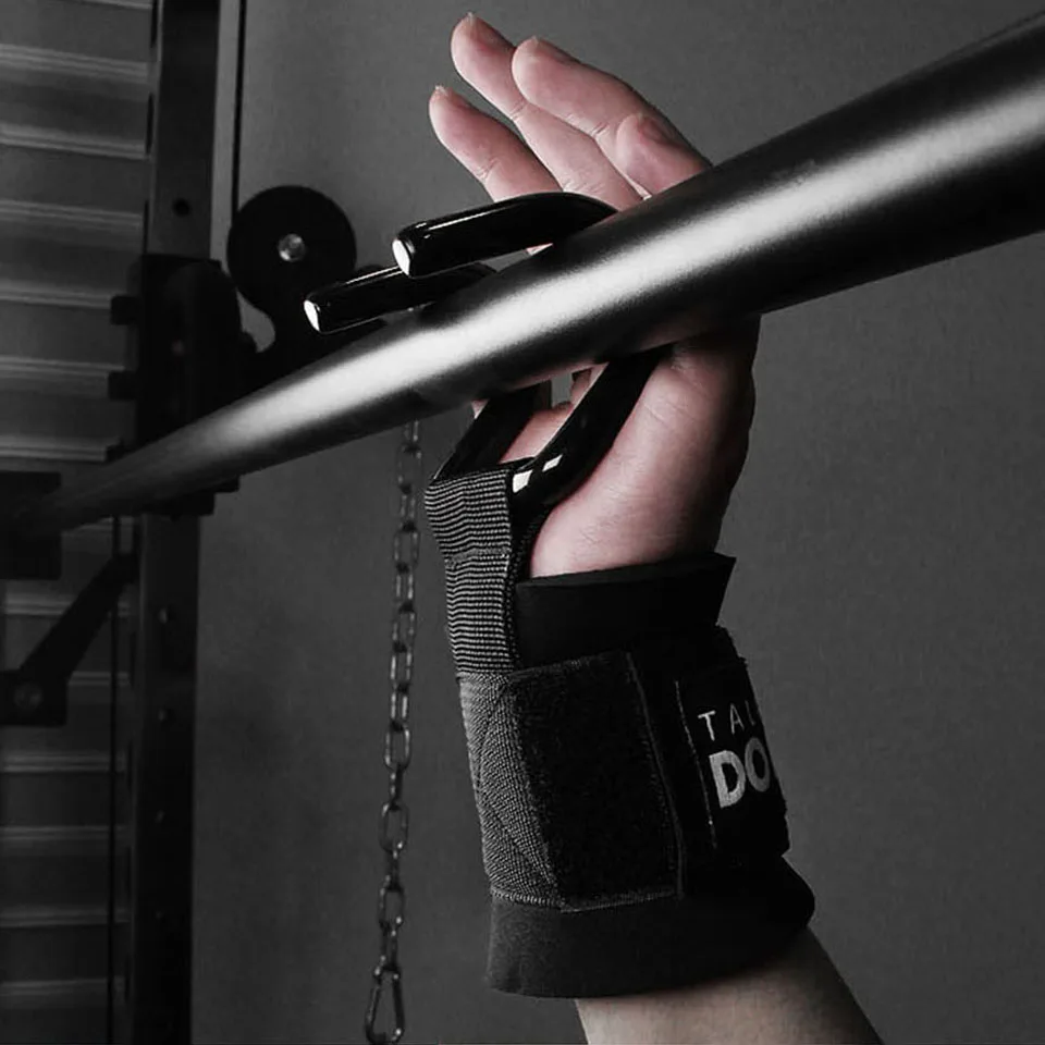 AOLIKES 1 Pair Weight Lifting Hook Hand Bar Wrist Straps Glove Weightlifting Strength Training Gym Fitness Hook Support Lift