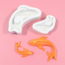 Koi Cake Decoration Chocolate Baking Fondue Silicone Mold Small Goldfish Aromatherapy Plaster Decoration Mold