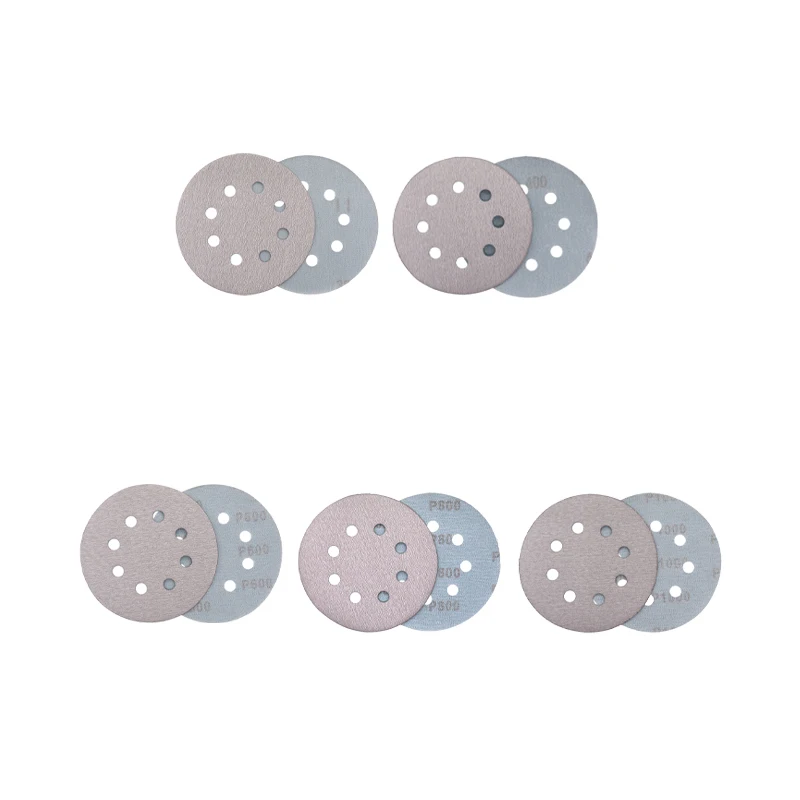 5 inci 8 lubang kait dan Loop bulat amplas Kit 100 buah 40-9/800 grit campuran berbagai macam amplas untuk amplas Orbital acak