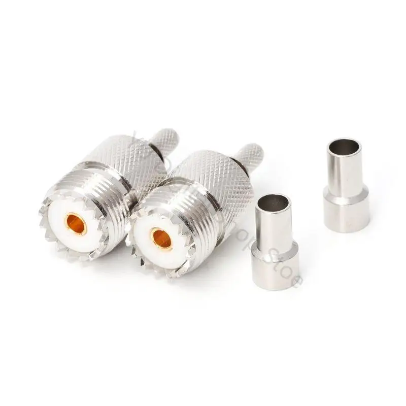 96BA 10 Sets UHF Weibliche SO239 Crimp RF Stecker Koaxial Adapter Für RG58 RG142 – Detail 6