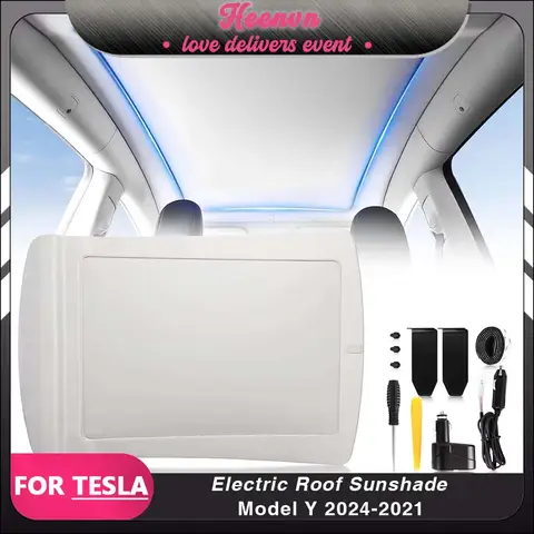 Tesla Model Y 2024-2021 용 전기 차양 통합 자동차 썬 루프 그늘 개폐식 썬 바이저 인테리어 Modificati 부품