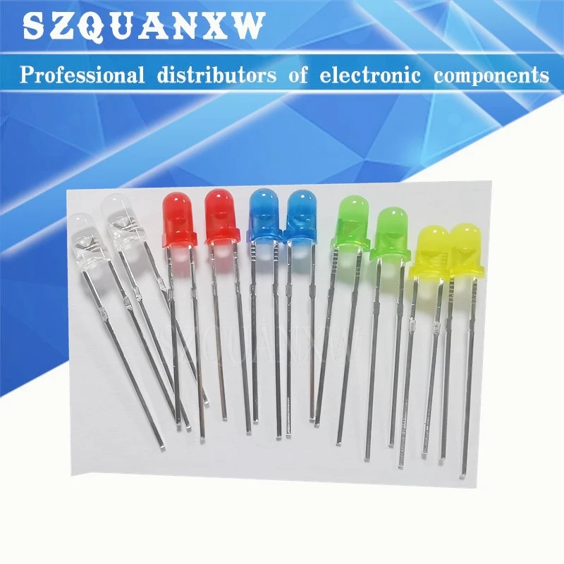 1000pcs blue green red yellow white orange 5mm led light-emitting diodes