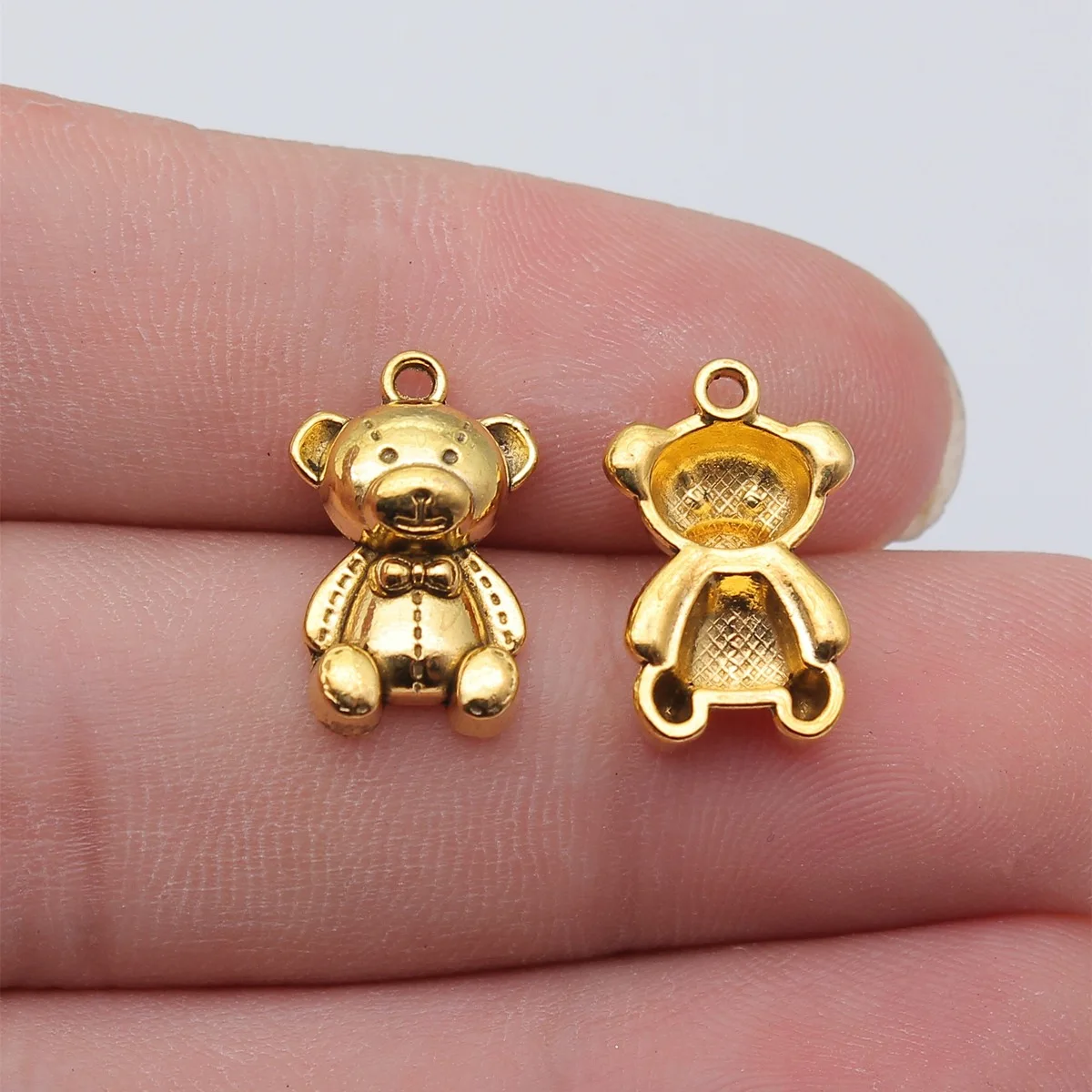 WYSIWYG 20pcs 11x17mm 3 Colors Bear Charms Pendant For DIY Jewelry Making Handmade Jewelry Craft Findings