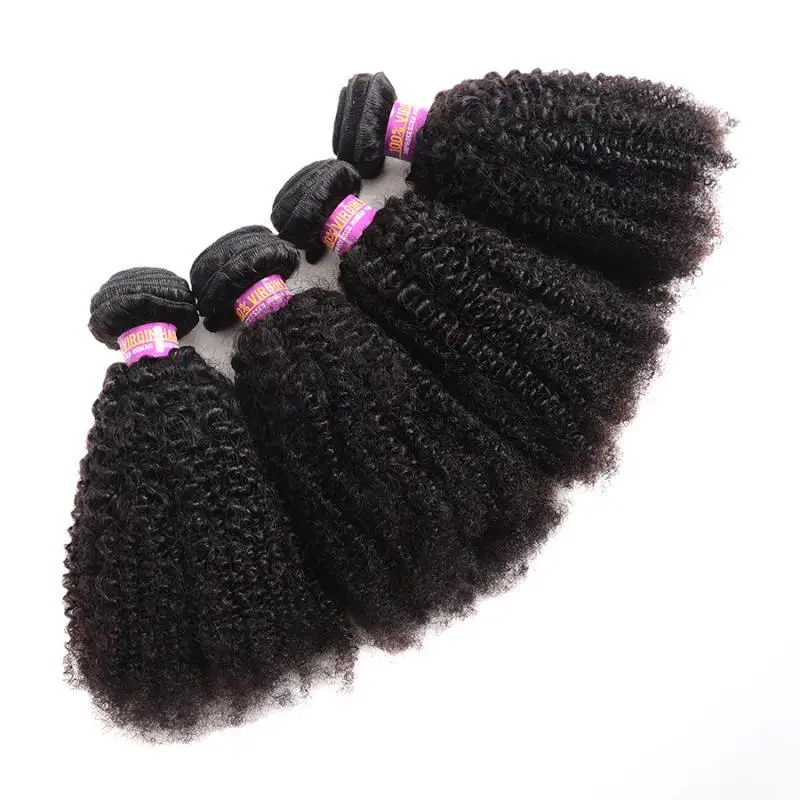 Afro Kinky Curly Human Hair Bundles Extensions 50g/PC Indian Remy Hair Natural Color Double Weft 1/3/5/7Pcs Set Full End