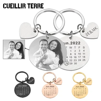 Coppia portachiavi personalizzazione foto portachiavi in acciaio inossidabile incisione Laser fai da te nome data regalo personalizzato accessori chiave portachiavi