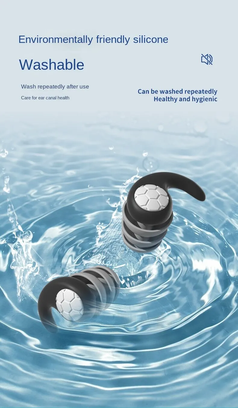 1-6pair Silicone Noise Cancelling Earplugs Noise Filter Sleep Swimming Waterproof Three Layer Mute Earplugs