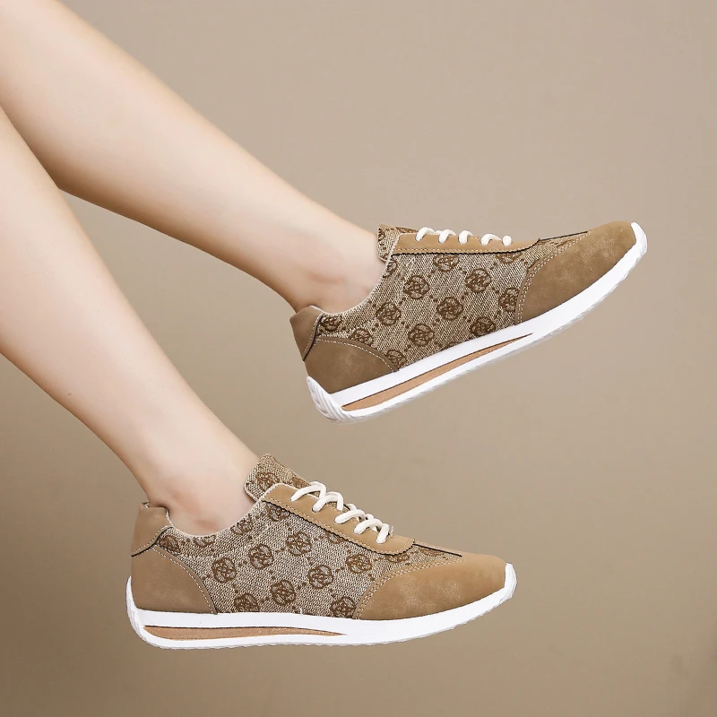 

Women Thick Soled Cross Round Head Thin Shoes Women Comfortable Breathable Casual Wear-resistant Shoes Zapatos De Mujer