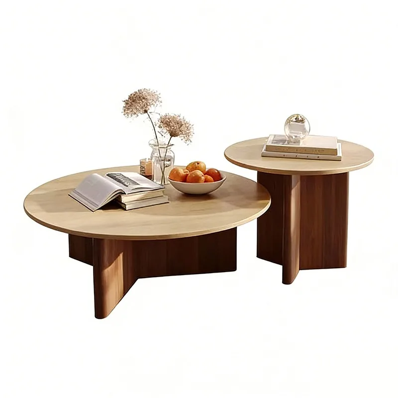

Travertine rock slab coffee table combination living room home designer large and small apartment round retro tea table