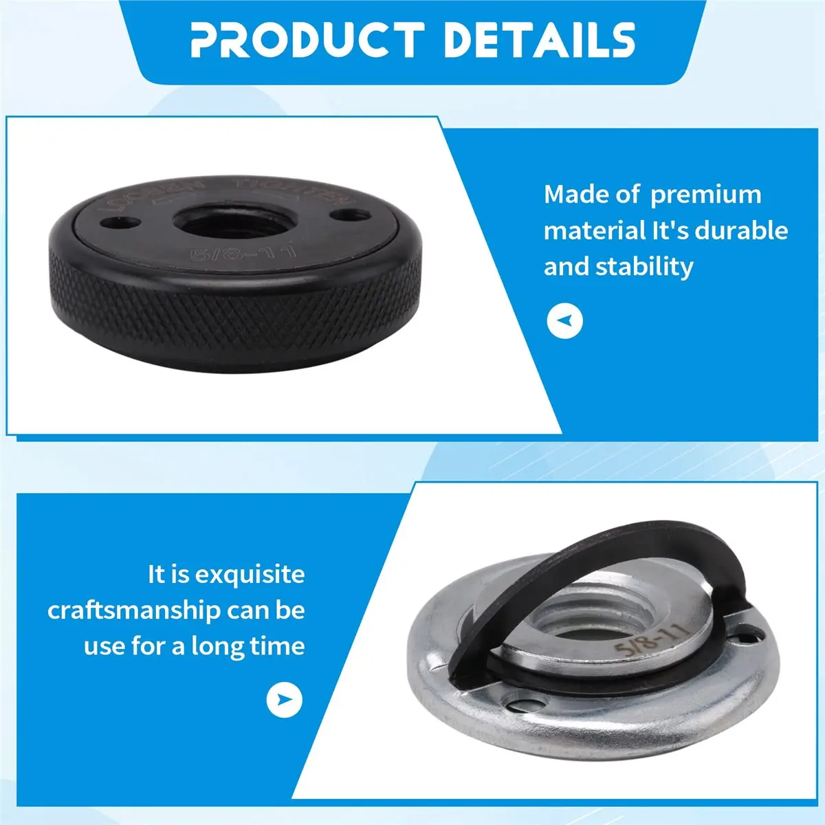 

(AIMA) 5/8"-11 Angle Grinder Flange Nuts 2-Pack,Quick Release Locking Kit. Self-Locking for 4-1/2" 5" 7" 9" Grinders
