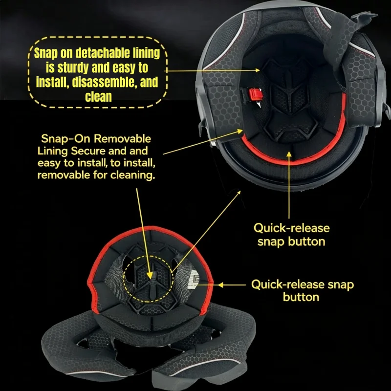 Motorcycle Helmet Accessories MTQ 588 Model Half Helmet Inner Lining Set with Top and Ears