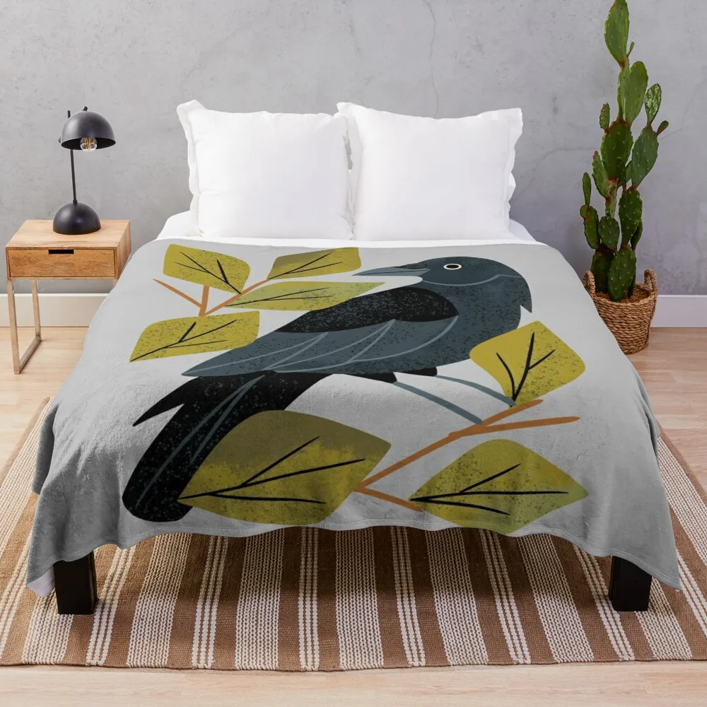 Perching Raven Throw Blanket Single Bed Blankets