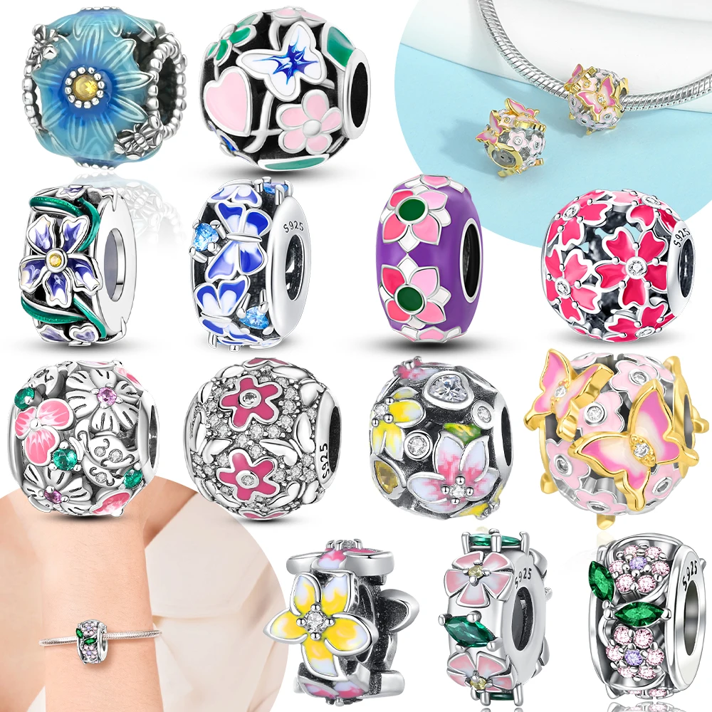 

Оригинальный браслет из серебра 925 пробы, фиолетовая бабочка, розовый цветок, золотой браслет из бисера, подходит для женщин, изысканный подарок, ювелирные изделия своими руками, аксессуары, оптовая продажа