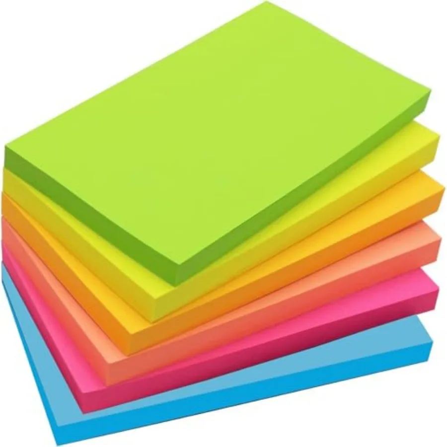 

480 Sheets 3 in x 5 in Large Sticky Notes 7 x 7 mm Assorted Self-Stick for Notebook Office School and Home 80 Sheets/Pad
