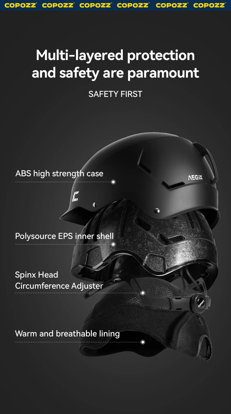 COPOZZ Zertifizierter Skihelm für Ehemann, integral geformter Snowboardhelm mit magnetischem Bukcle, Motorrad, Schnee, Herren, Damen, Erwachsene – Detail 4