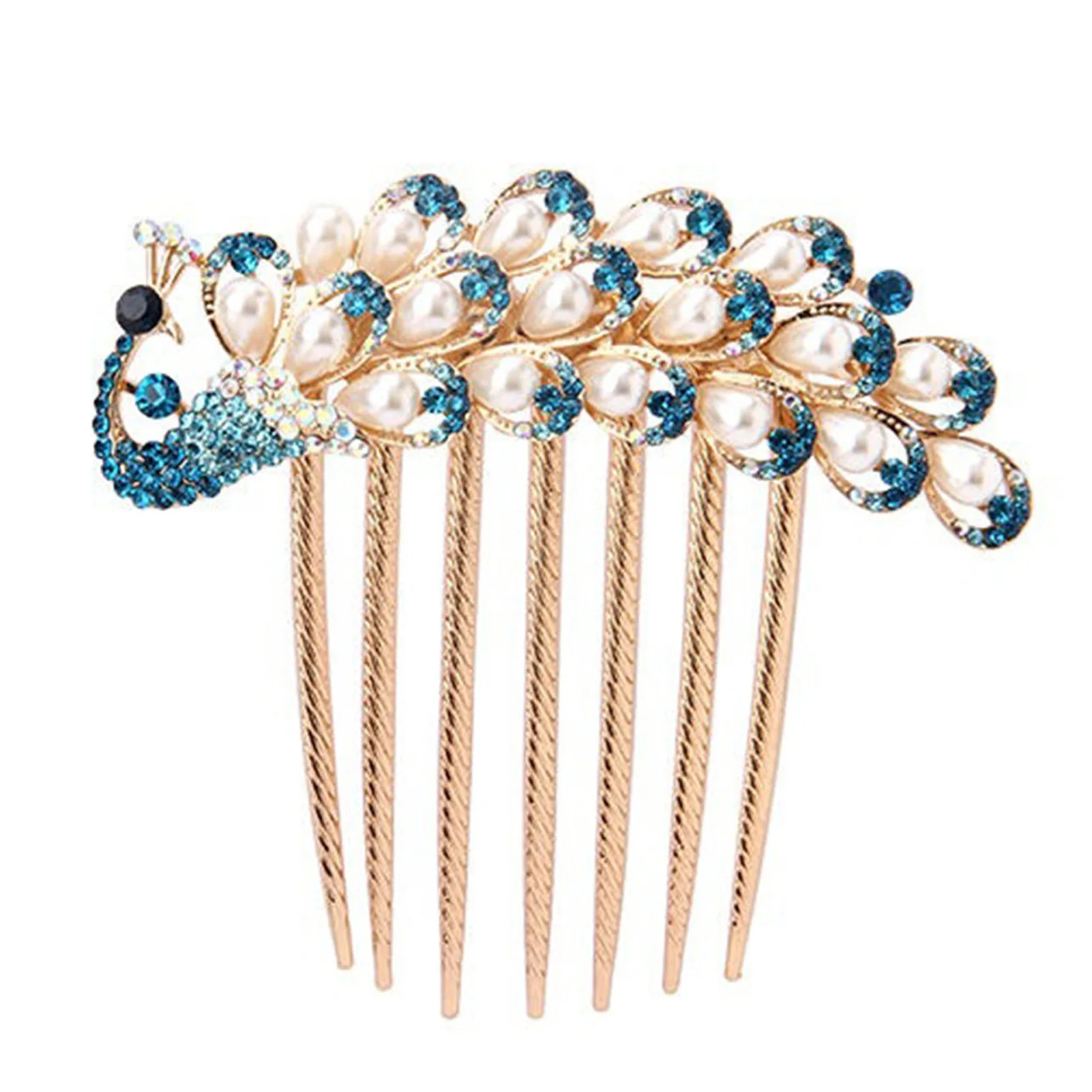 Wedding Rhinestones Hair Comb Dazzling Peacock Hair Styling Tool Accessories for Birthday Stage Party Hairstyle Making