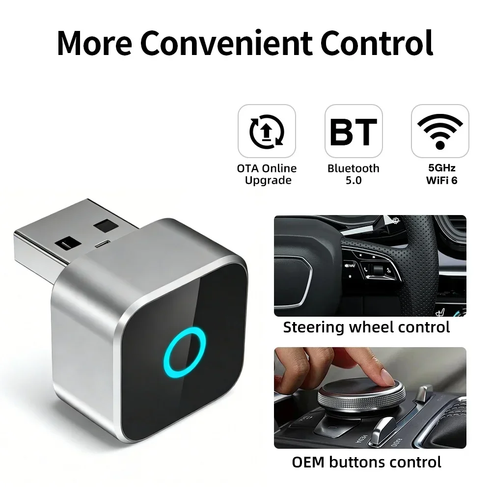 

НОВЫЙ беспроводной ключ CarPlay и Android Auto 2026, быстрая автоматическая связь, компактный Plug & Play для iPhone/Android, USB/USB-C, без задержки