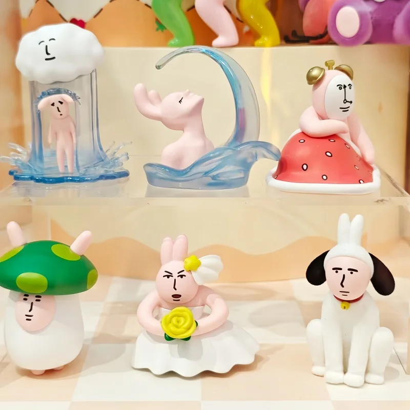 

Новая натуральная глухая коробка с розовым кроликом Plzdot, абстрактная серия, вторая волна, модное игровое украшение для рабочего стола, подарок на день рождения для девочек