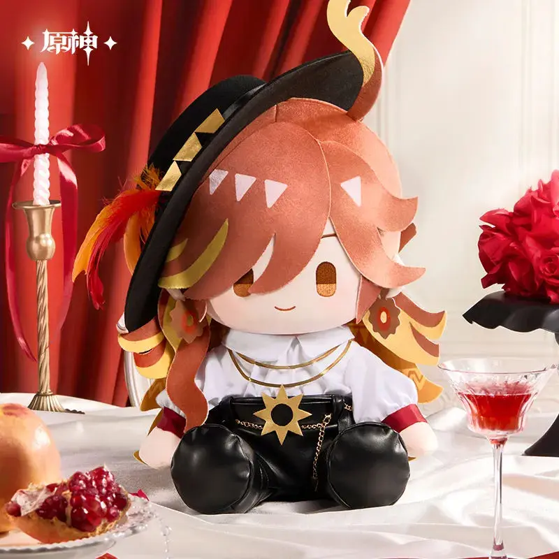 [Genuine] MiHoYo Game Genshin Impact Sitting Plush Doll Columbina Furina Zhongli Anime Pillow Desktop Ornament Cosplay Xmas Gift - view 5