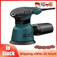 300W Electric Eccentric Sander 6 Gears Speed Adjustment 125mm Wood Sanding Processing Car Polishing Machine With Dust Box
