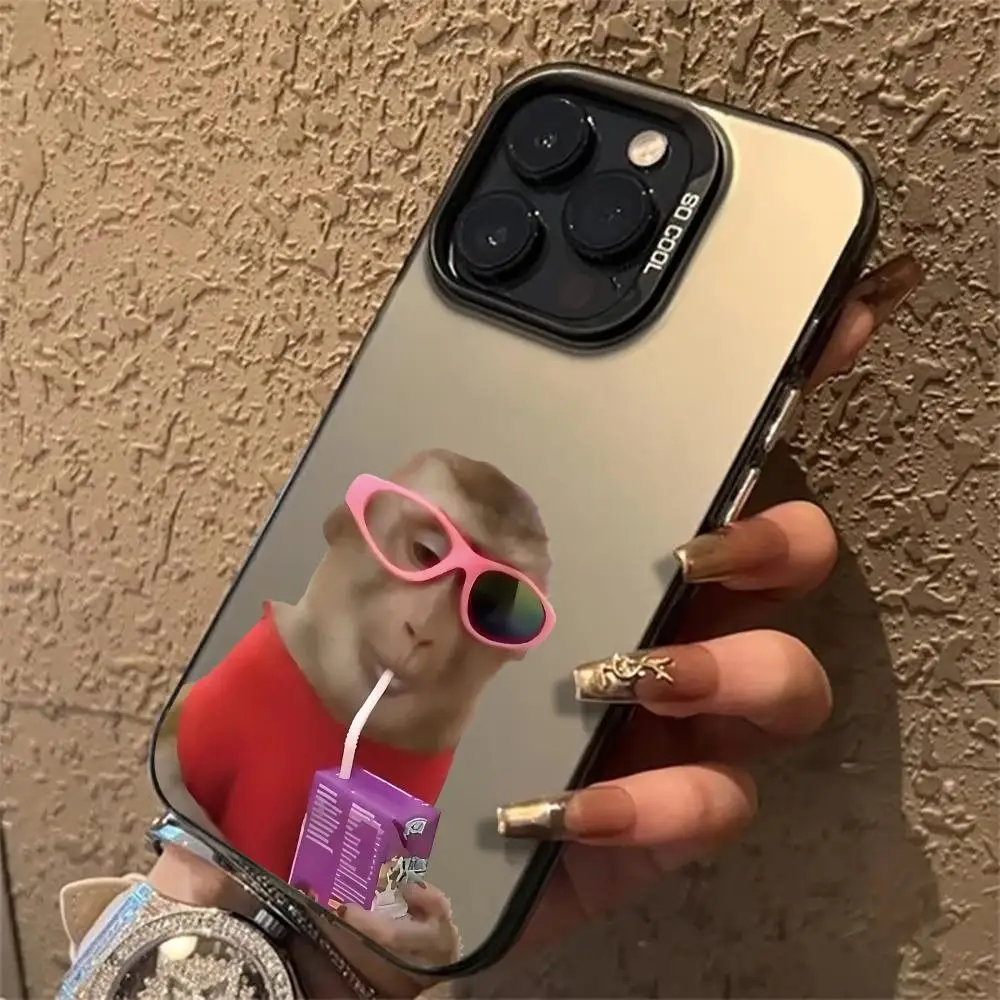 حافظة هاتف بنمط قرد مضحك مناسبة لهاتف آيفون 17 16 15 14 13 12 11 Pro/ Max/Plus غطاء خلفي مضاد للسقوط والصدمات