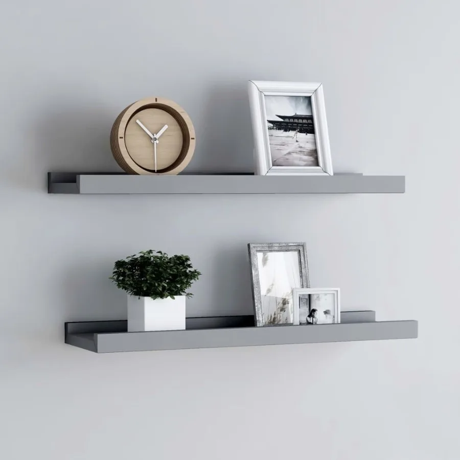 

Picture Frame Ledge Shelves 2 pcs Gray 23.6x3.5x1.2 MDF