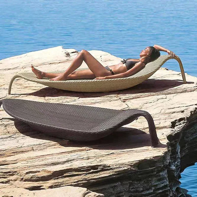 

Creative Hotel Cafe Pool Leaf Outdoor Furniture Leisure Rattan Lounger