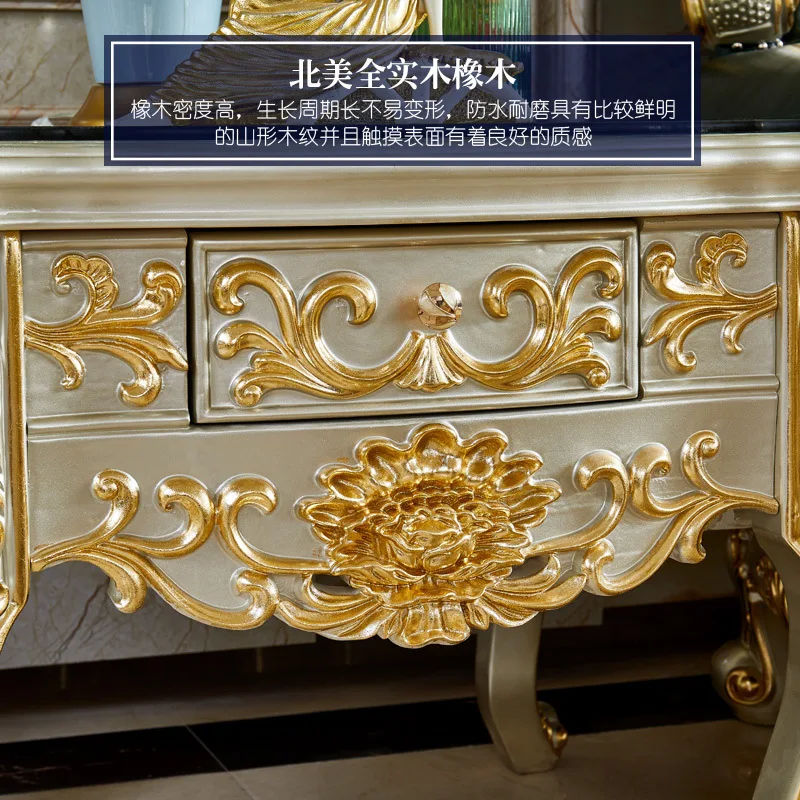 European-style square table, American-style luxury living room drawer square table, phone edge corner, storage cabinet, gold and
