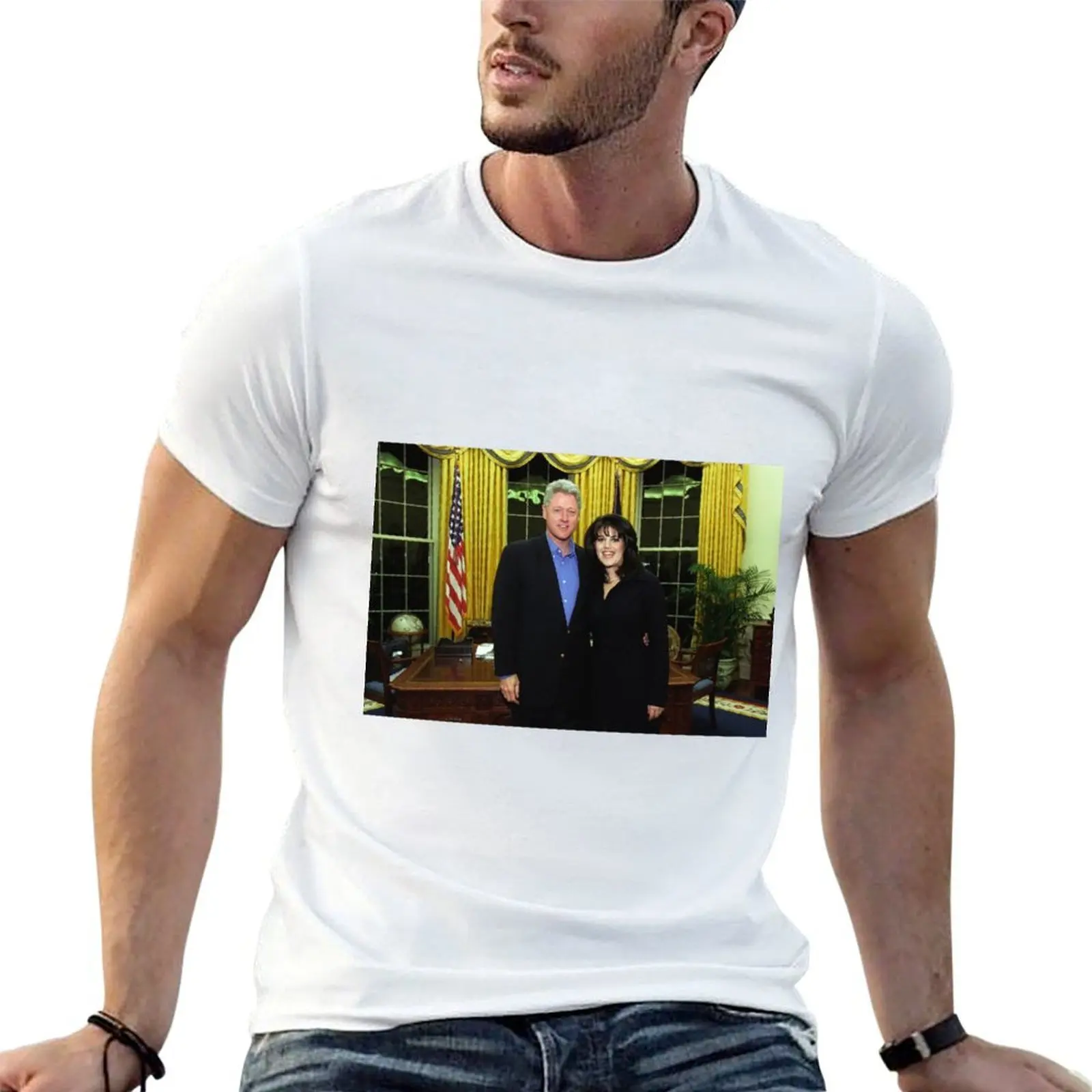 Bill Clinton and Monica Lewinsky T-Shirt korean fashion croswit shirt man fruit of the loom mens t shirts