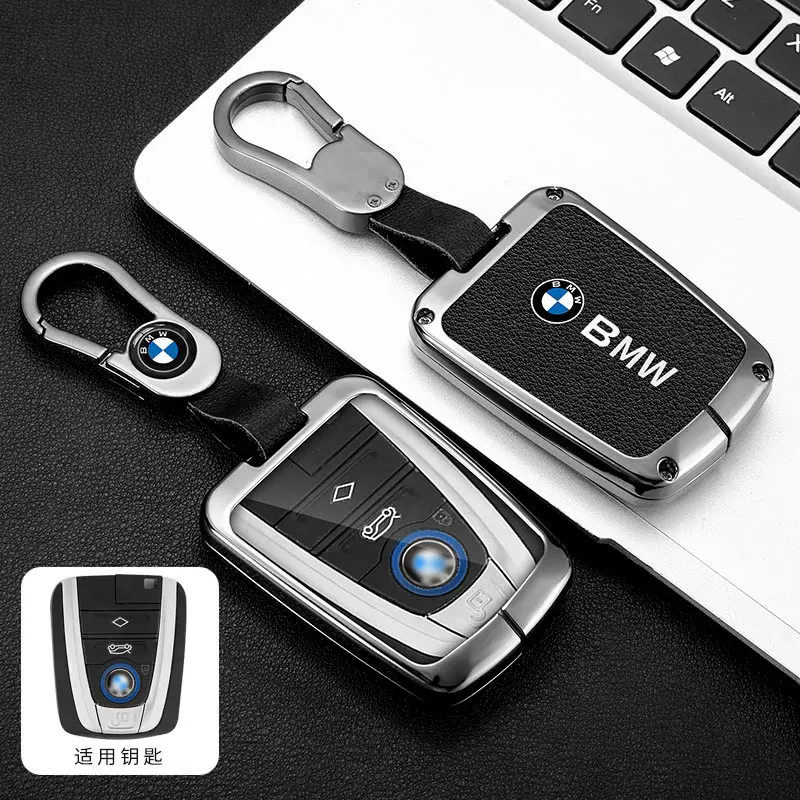 Zinc Alloy Leather Car Smart Renmote Key Case Cover Protection Holder Shell For BMW I3 I8 Series Keyless Keychain Accessories