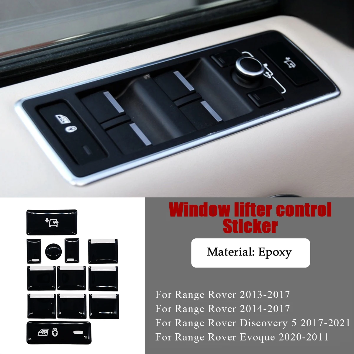 Knopfaufkleber für Range Rover Vogue L405 2014 bis 2017, Innenabdeckung für Range Rover Sport-Zubehör, L494 Getriebe-Terrain-Schalter – Detail 20