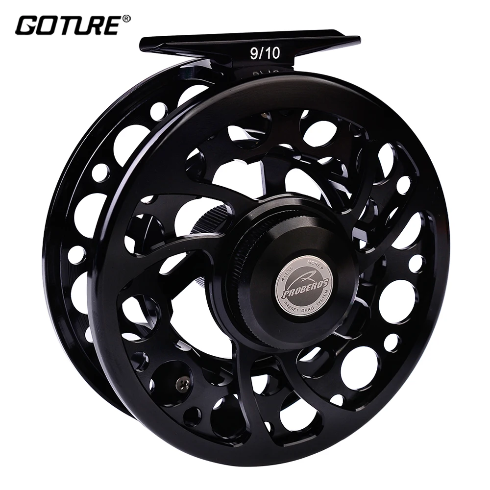 

Goture Fly Fishing Wheel 5/7 7/9 9/10 WT CNC-machined Die Casting Large Arbor 2+1BB 1:1 Fly Reel for Trout Bass Carp Fishing