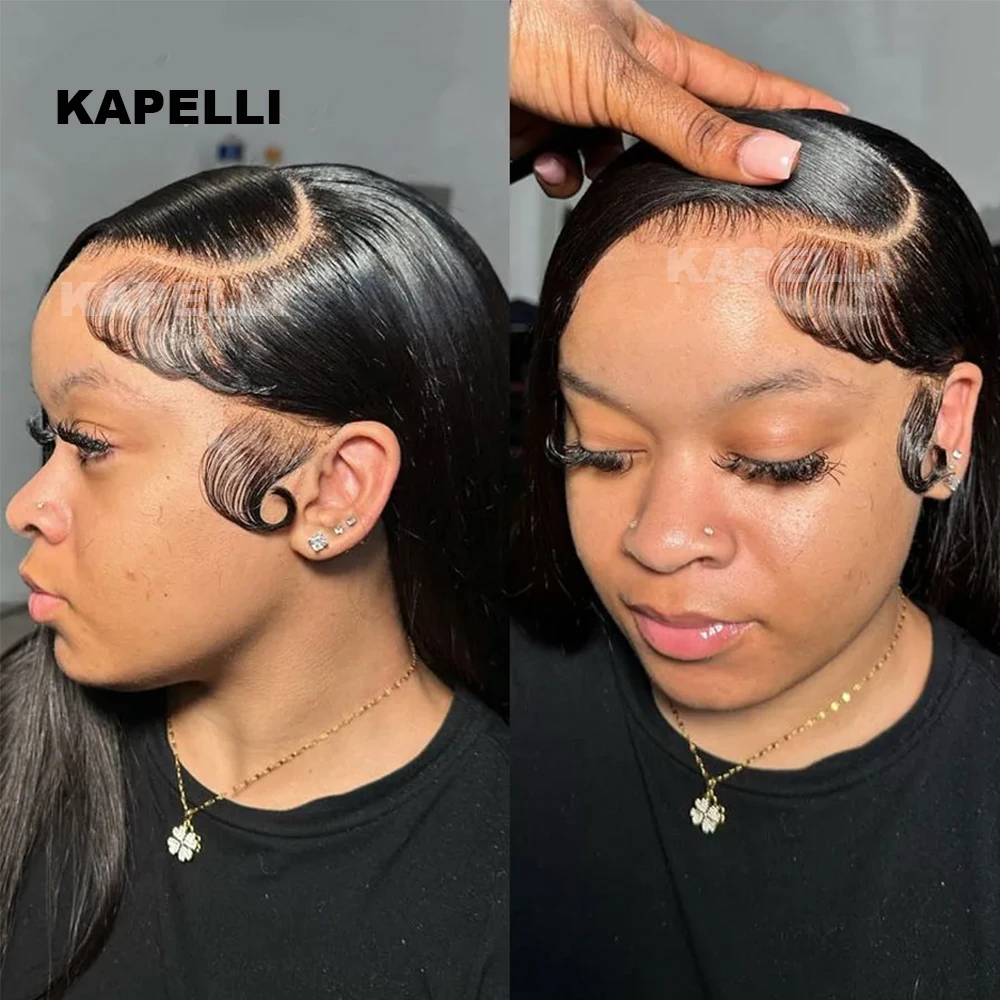 Straight Hair 13x4 Transparent Lace Frontal Pre plucked 100% Human Hair Natural Hair Line 4x4 Lace Closure With Baby Hair