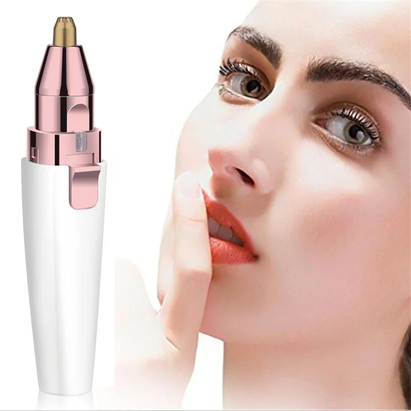 USB Rechargeable 2 IN 1 Eyebrow Trimmer Facial Hair Remover Mini Razor Painless Epilator Hair Remover With Built-in LED Light