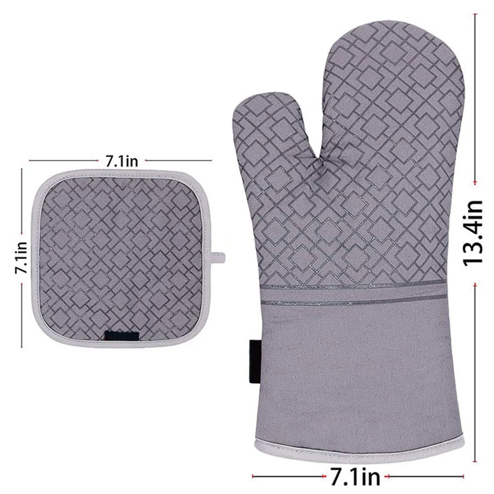 Kitchen Glove Oven Mittens And Pot Holders High Heat Resistant 600° Extra Long  Supplies Bbq Utensils For Baking Microwave