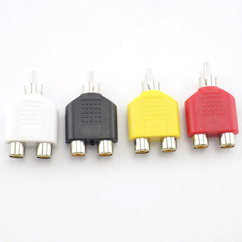1pc 3.5mm Y Splitter RCA jack 1 Male to 2 FemaleAV Audio Video Plug Adapter Converter RCA Plug To Double connectors Accessories