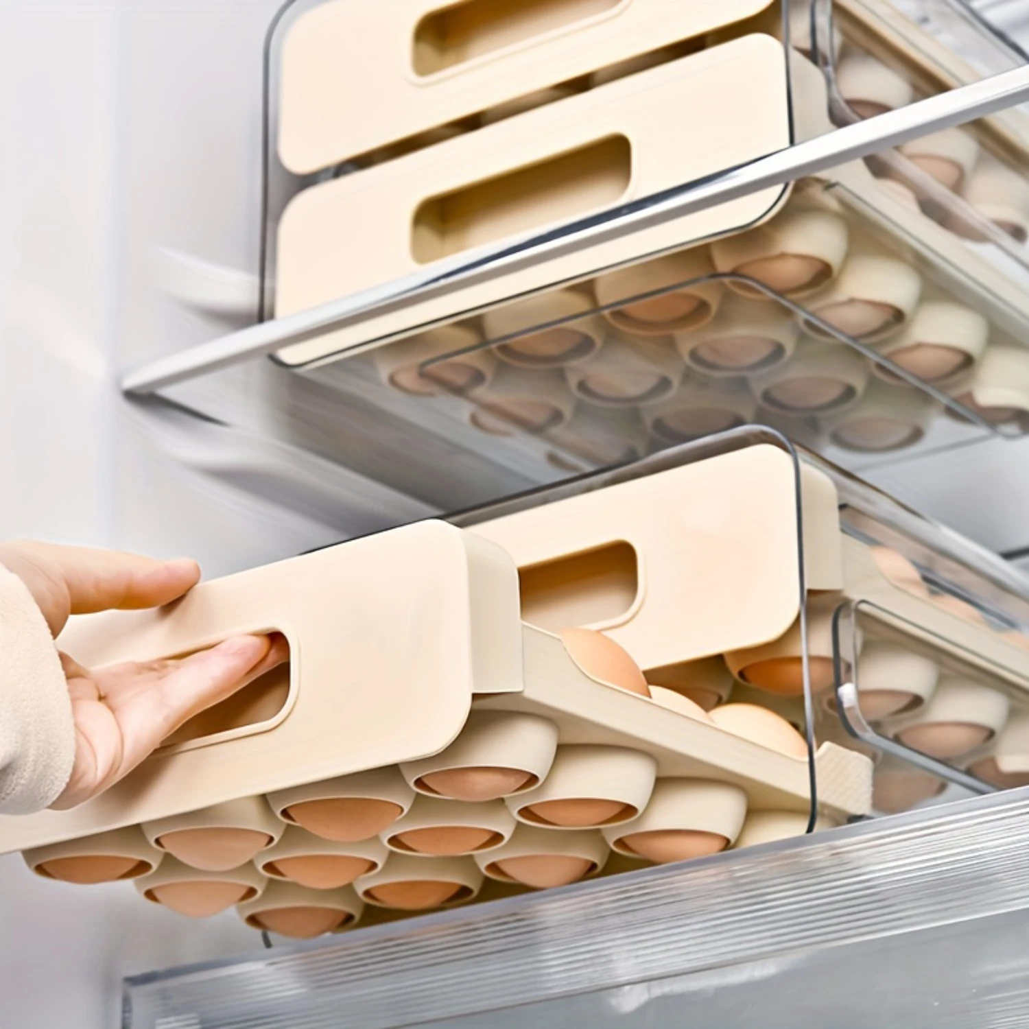 Double-layer Egg  Box, Egg Tray, Drawer Style Egg Sorting Rack, Household Refrigerator Special Egg Box