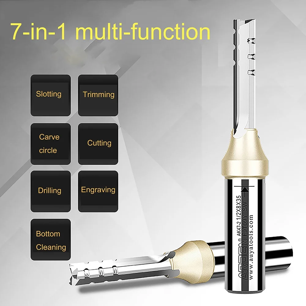 Arden 3 Flutes TCT Straight Router Bit 3-blade Cutting CNC Milling Cutter Carbide Cutter for Wood MDF Multilayer Particle Board