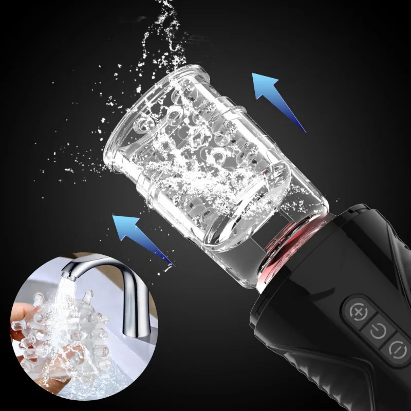 ذكر معدات الاستمتاع واللعب الجنسي للرجال تلسكوبي الدورية الحلق العميق الجنس عن طريق الفم الاهتزاز جيب كس الضارب اللسان آلة الجنس #4